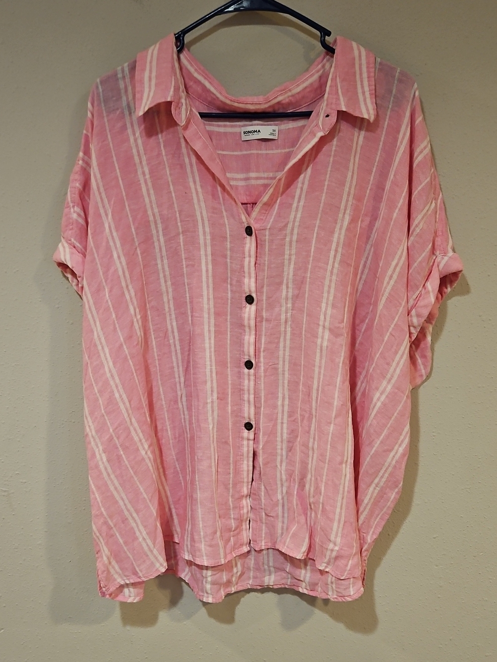Sonoma Linen Blend Button Down Top